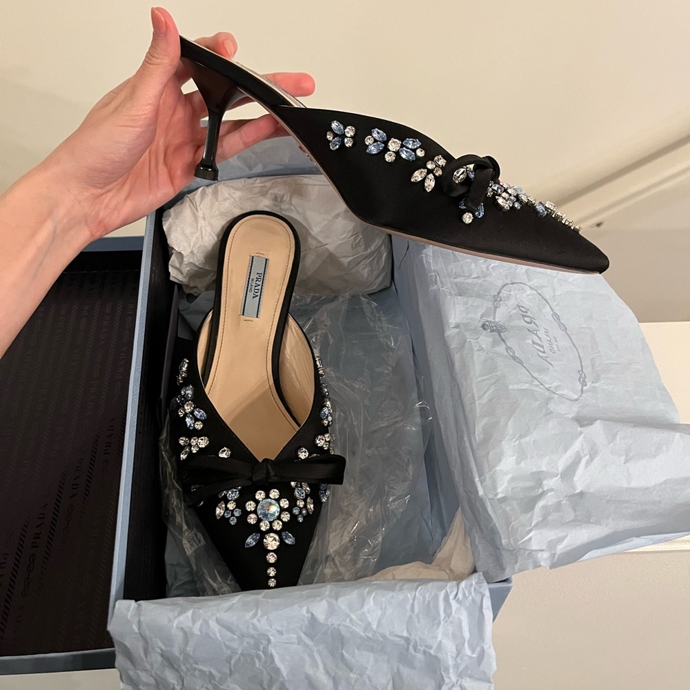 Prada Crystal Kitten Heels